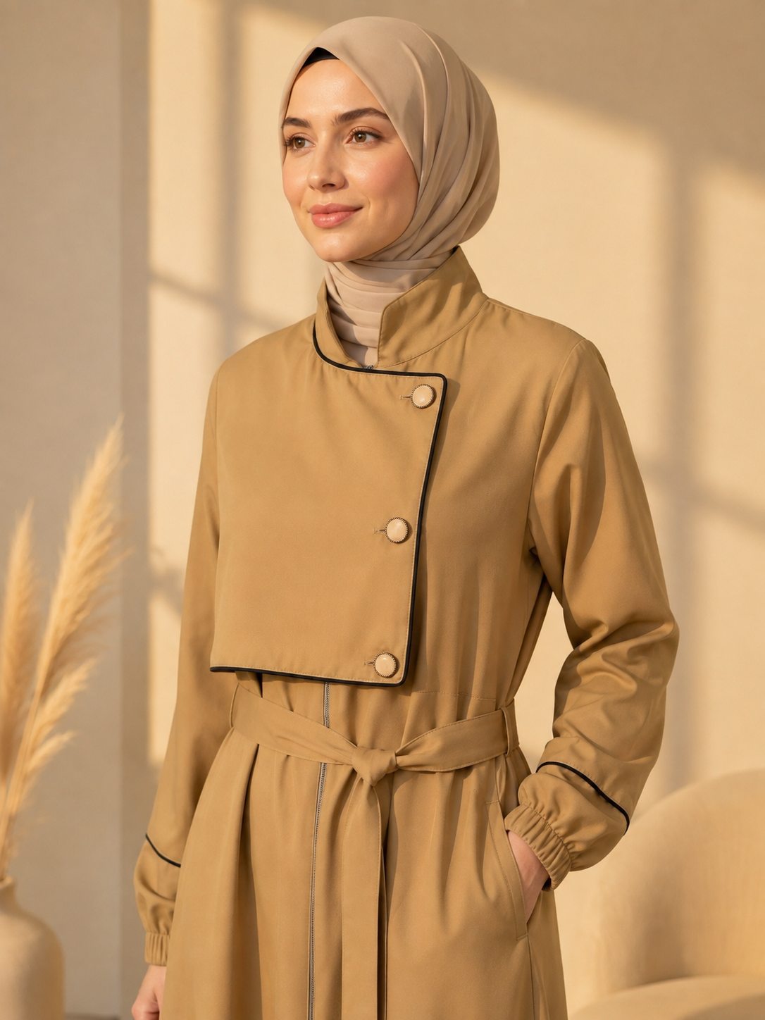 715  عباية صدر ردة - Beige