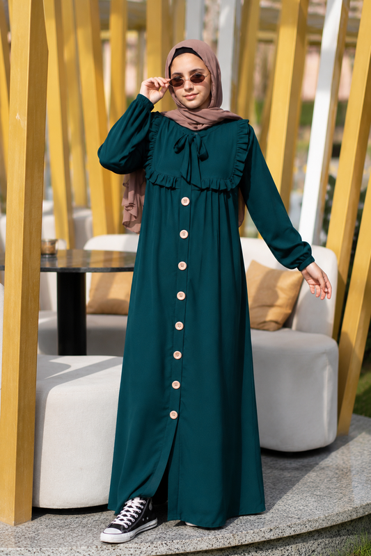 726  عباية صدر كشكش - Khaki