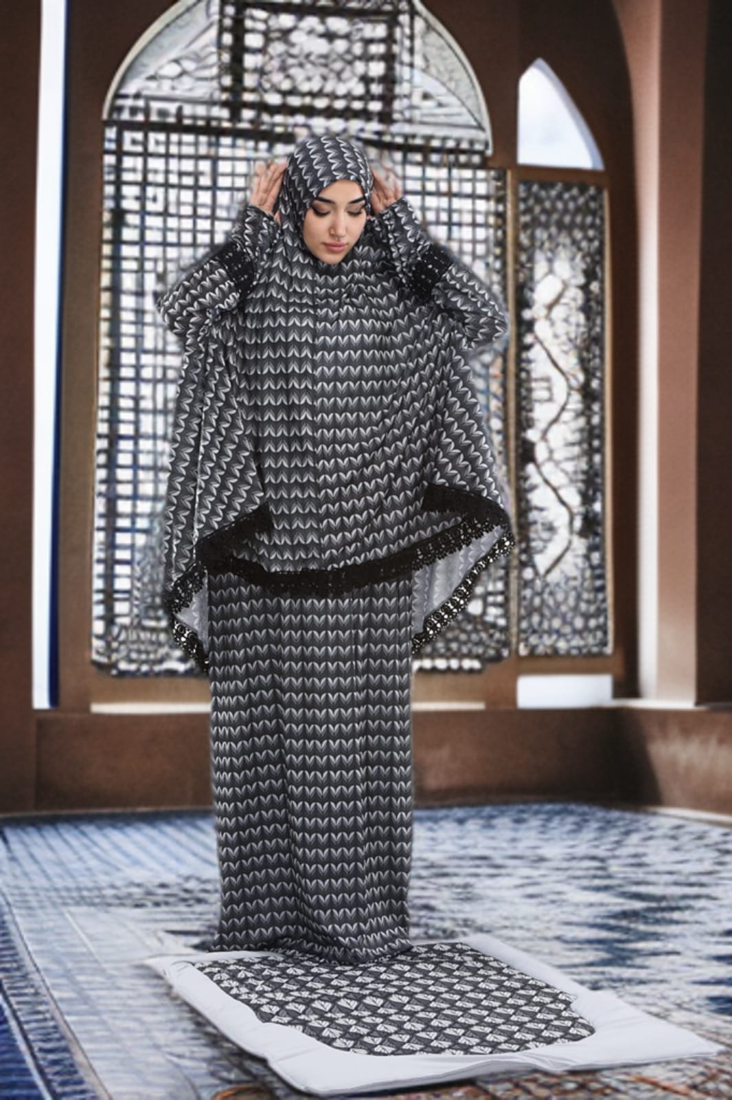 Sandy-Stoff Gebetsset mit gepolsterter Matte 701 - Grau