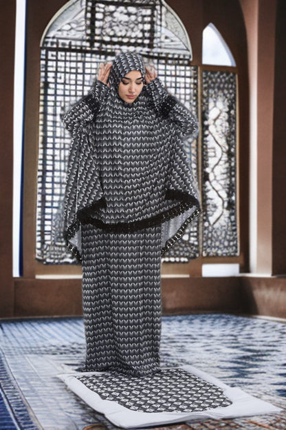 Sandy-Stoff Gebetsset mit gepolsterter Matte 701 - Grau