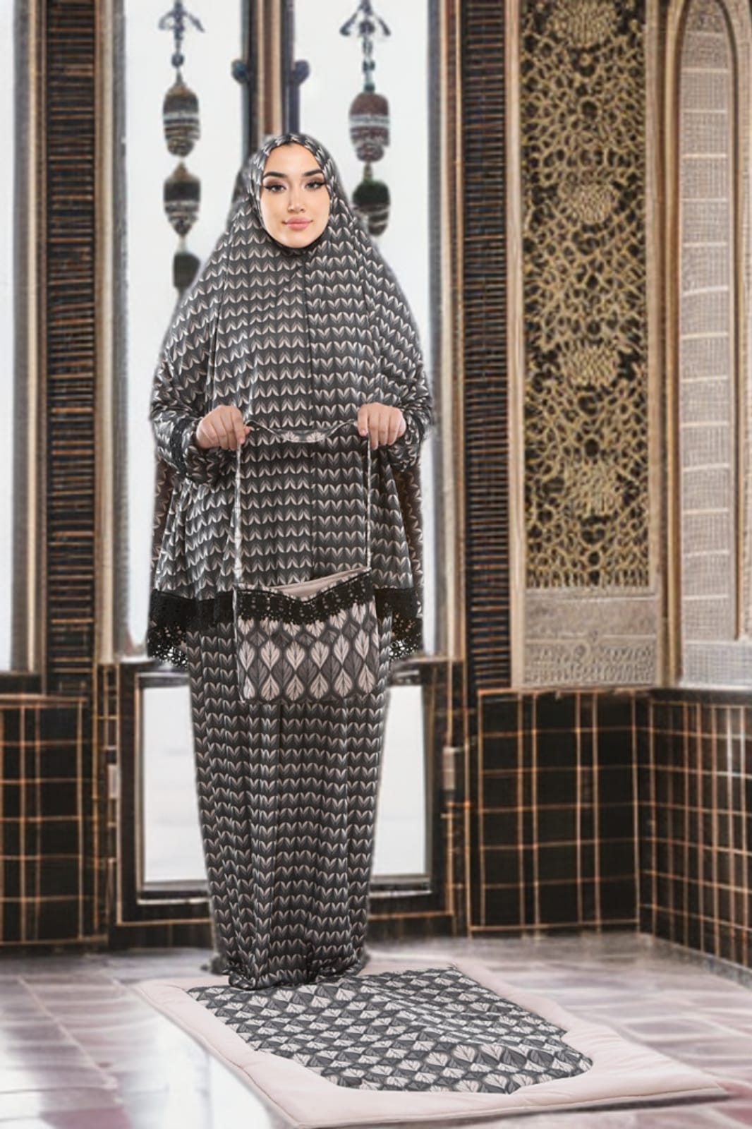 Sandy-Stoff Gebetsset mit gepolsterter Matte 701 - Beige