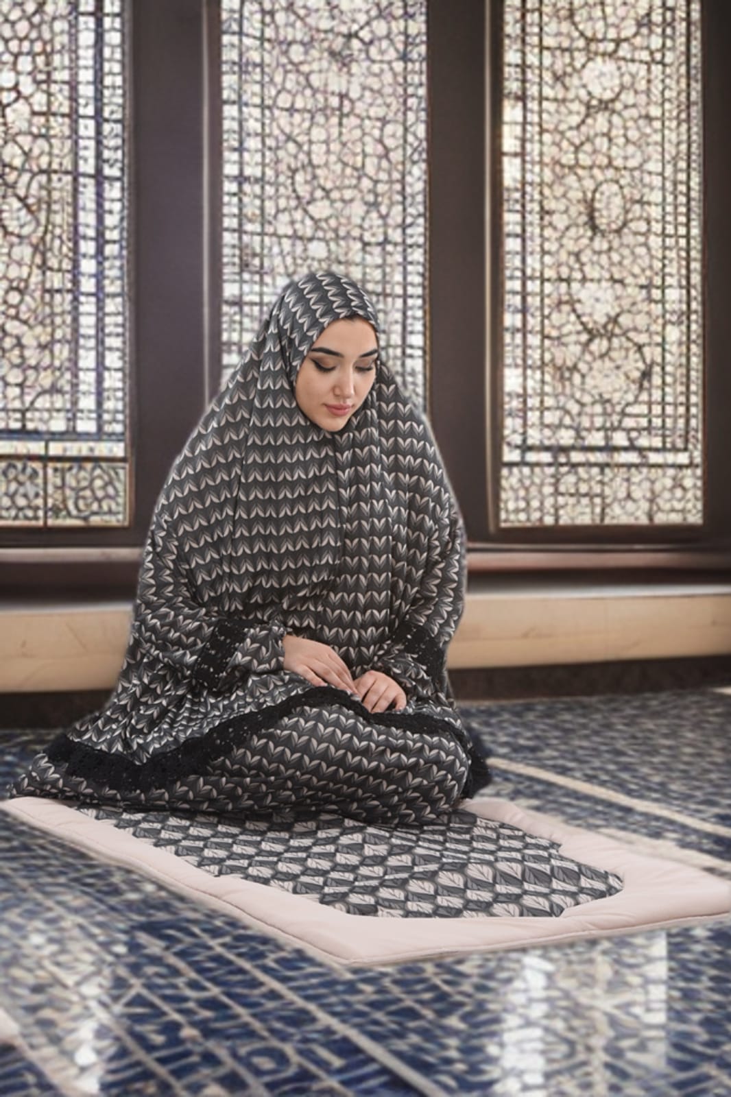 Sandy-Stoff Gebetsset mit gepolsterter Matte 701 - Beige