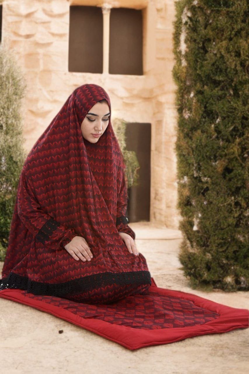 Sandy-Stoff Gebetsset mit gepolsterter Matte 701 - Bordeaux