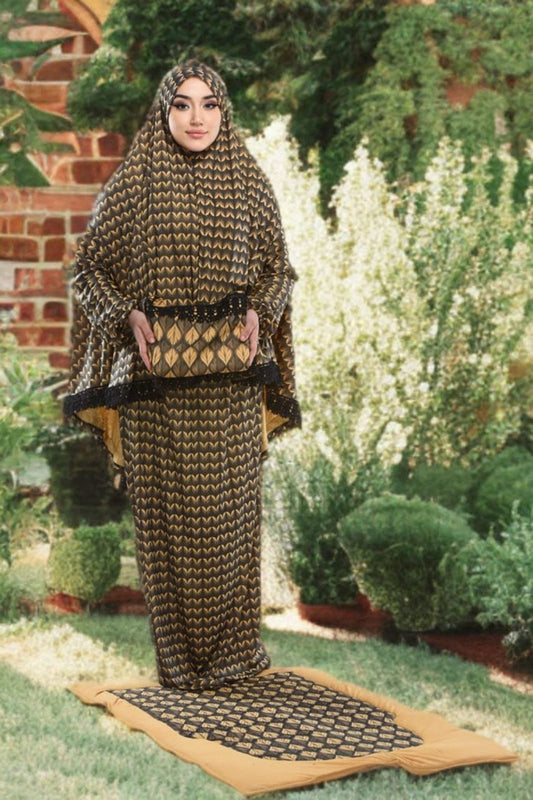 Sandy-Stoff Gebetsset mit gepolsterter Matte 701 - Gelb