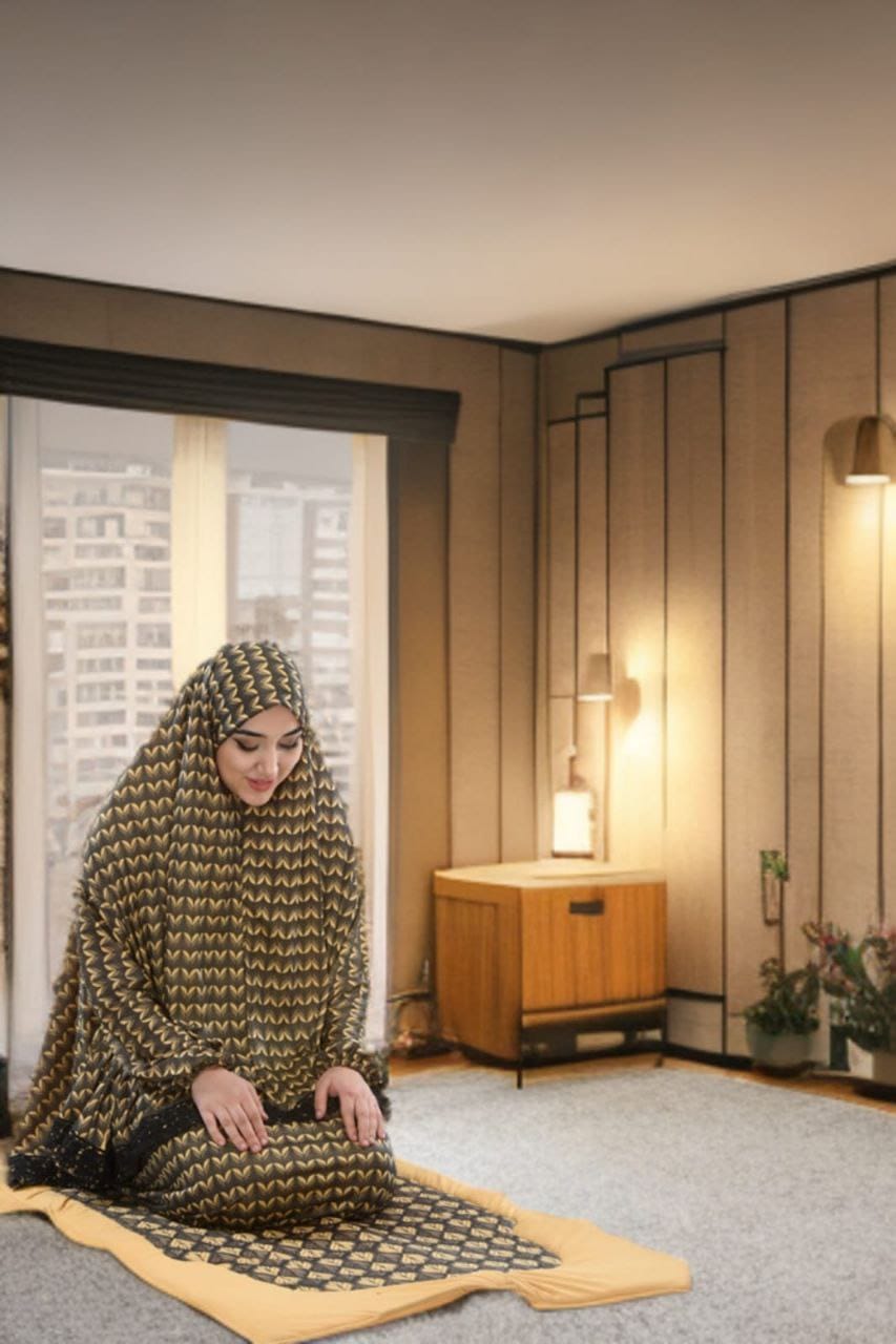 Sandy-Stoff Gebetsset mit gepolsterter Matte 701 - Gelb