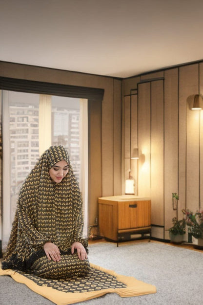 Sandy-Stoff Gebetsset mit gepolsterter Matte 701 - Gelb