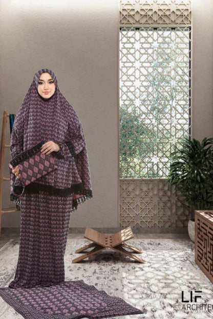 Sandy-Stoff Gebetsset mit gepolsterter Matte 701 - Lila