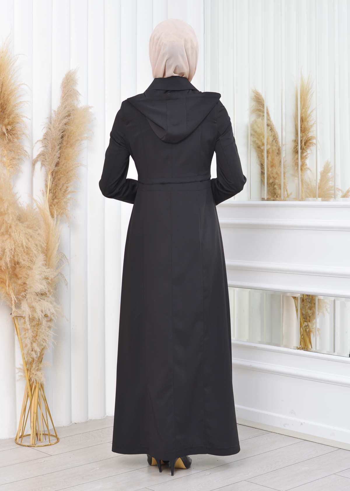 Damen Brada Frühlings-/Sommermantel mit Reißverschluss und Kapuze 1200 - Schwarz