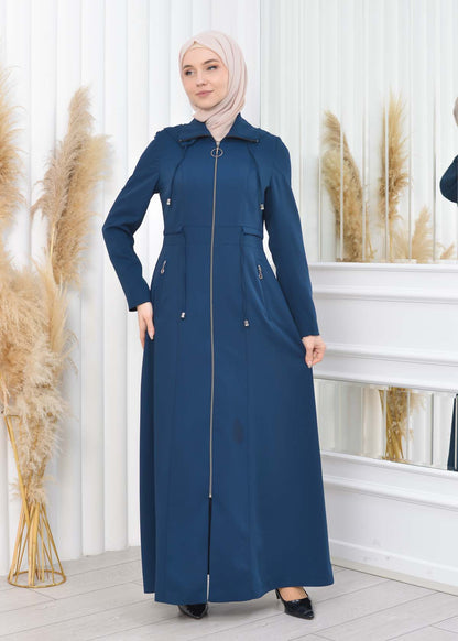 Damen Brada Frühlings-/Sommermantel mit Reißverschluss und Kapuze 1200 - Türkis