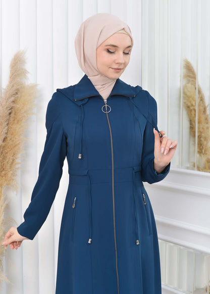 Damen Brada Frühlings-/Sommermantel mit Reißverschluss und Kapuze 1200 - Türkis