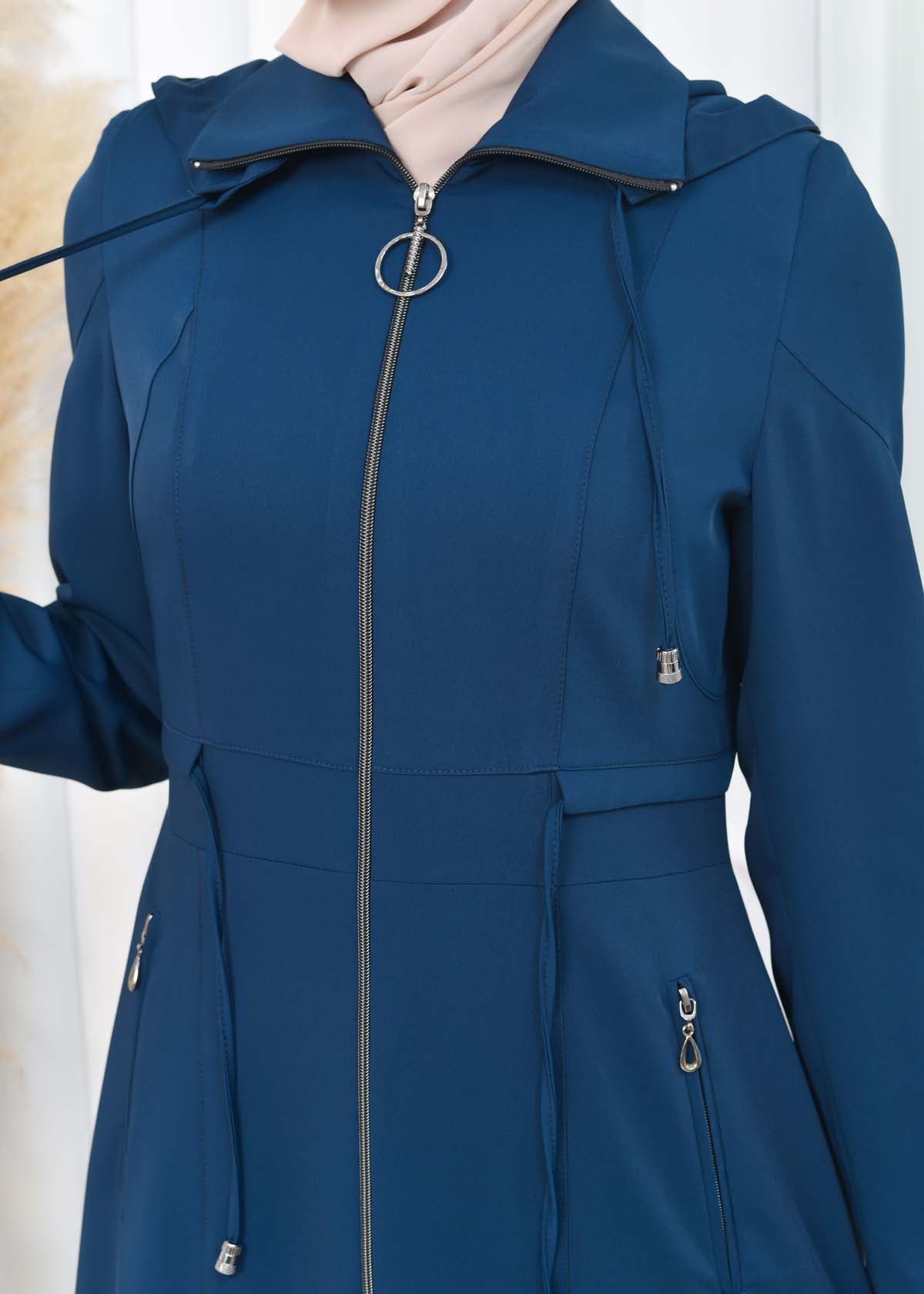 Damen Brada Frühlings-/Sommermantel mit Reißverschluss und Kapuze 1200 - Türkis