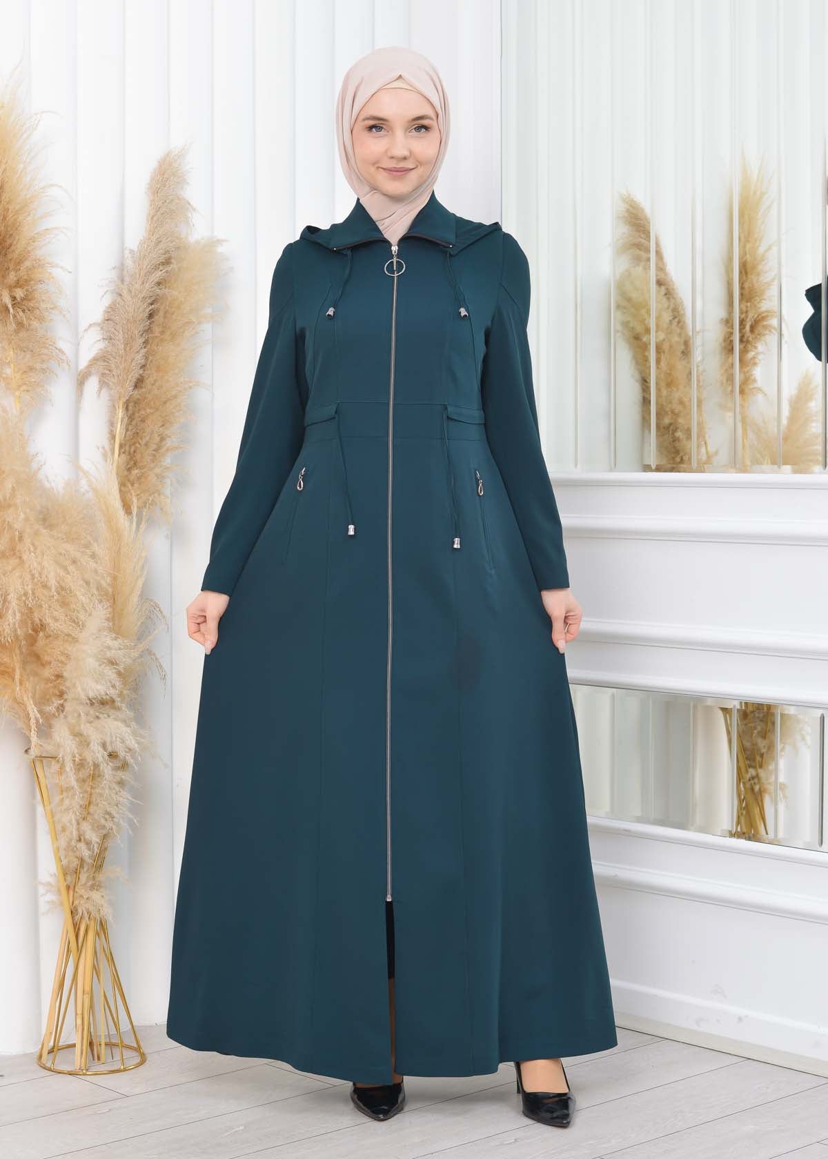 Damen Brada Frühlings-/Sommermantel mit Reißverschluss und Kapuze 1200 - Khaki