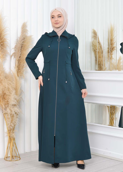 Damen Brada Frühlings-/Sommermantel mit Reißverschluss und Kapuze 1200 - Khaki