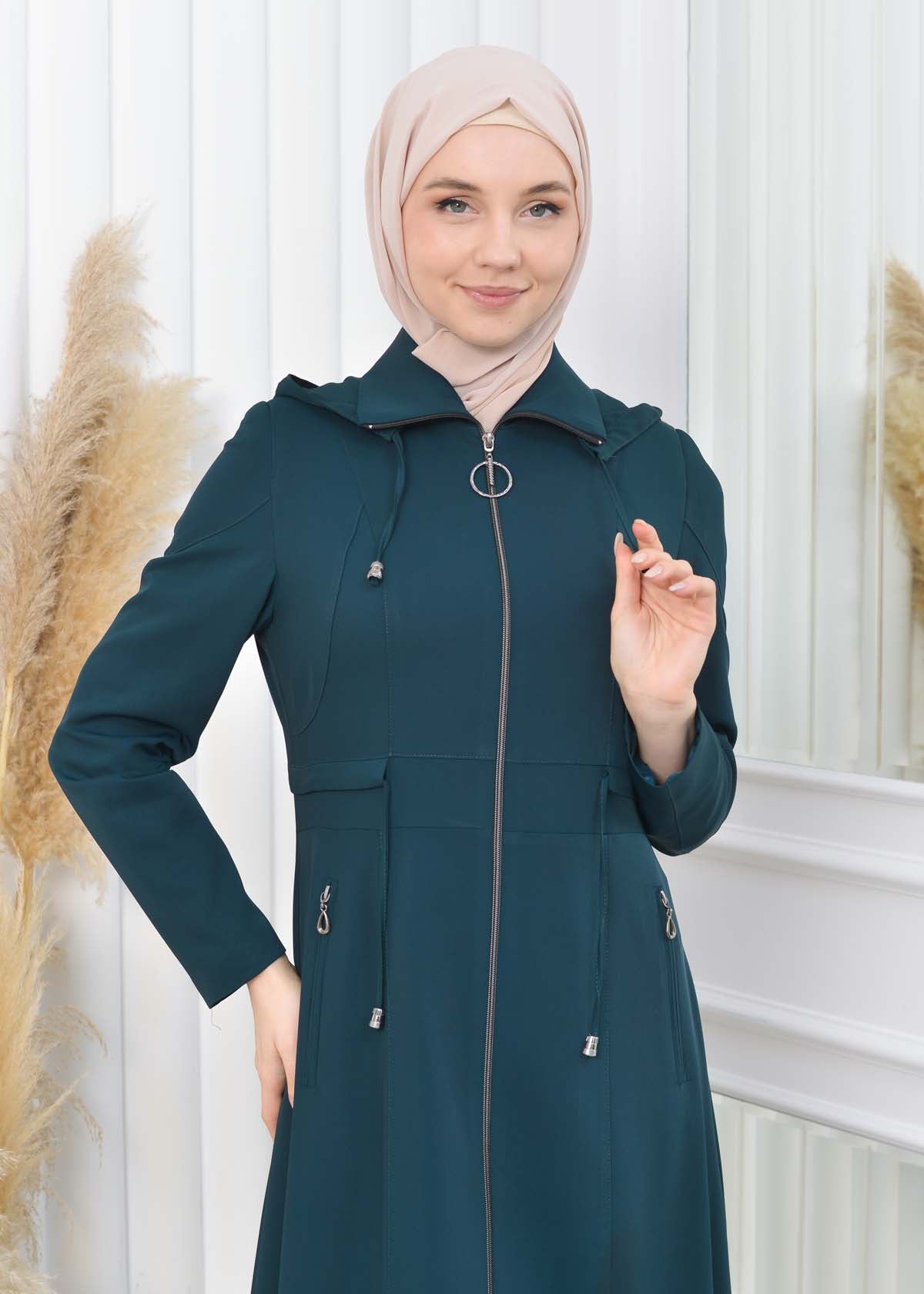 Damen Brada Frühlings-/Sommermantel mit Reißverschluss und Kapuze 1200 - Khaki