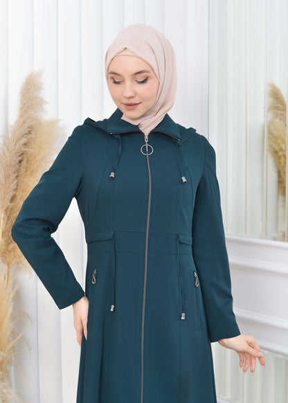 Damen Brada Frühlings-/Sommermantel mit Reißverschluss und Kapuze 1200 - Khaki