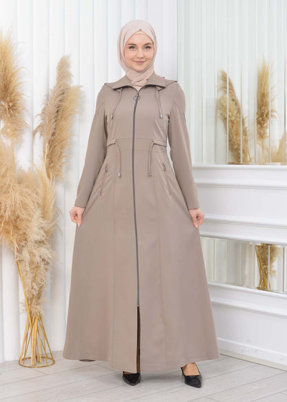 Damen Brada Frühlings-/Sommermantel mit Reißverschluss und Kapuze 1200 - Hellbraun