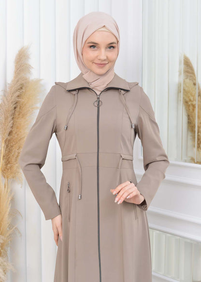 Damen Brada Frühlings-/Sommermantel mit Reißverschluss und Kapuze 1200 - Hellbraun