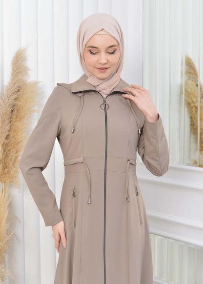 Damen Brada Frühlings-/Sommermantel mit Reißverschluss und Kapuze 1200 - Hellbraun