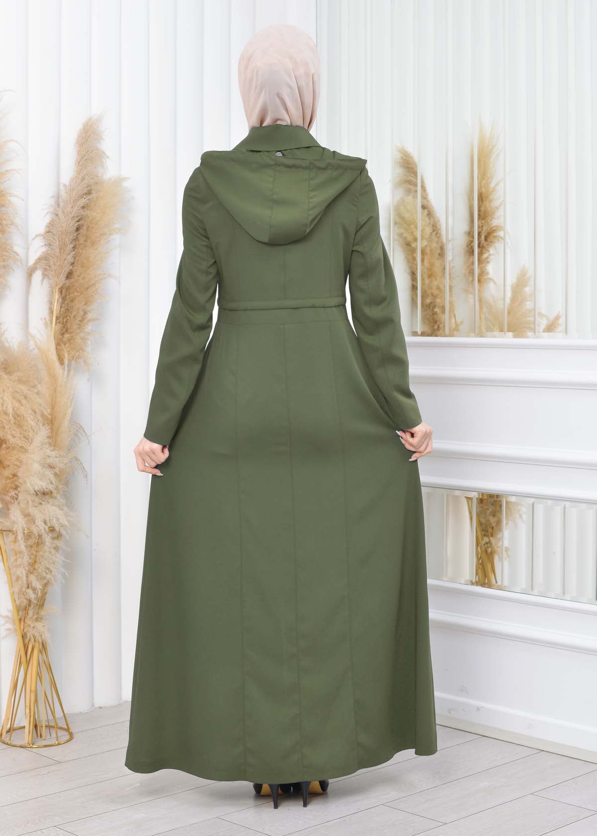 Damen Brada Frühlings-/Sommermantel mit Reißverschluss und Kapuze 1200 - Dunkelkhaki