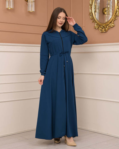 Weite Double-Cloche Abaya mit marokkanischer Kapuze 605 - Türkis
