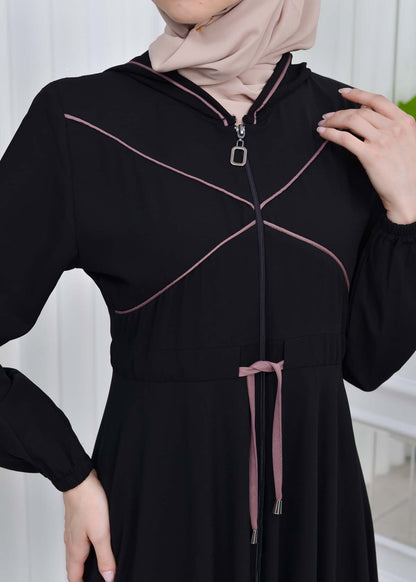 Weite Double-Cloche Abaya mit marokkanischer Kapuze 605 - Flieder