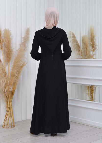 Weite Double-Cloche Abaya mit marokkanischer Kapuze 605 - Grau