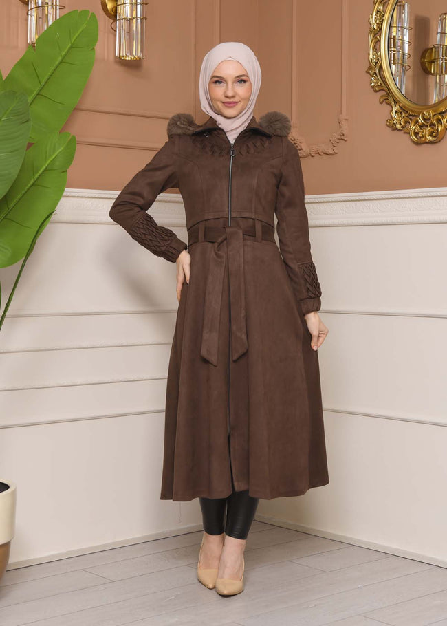 Suede Trenchcoat mit Plissee-Details 1316 Main Image