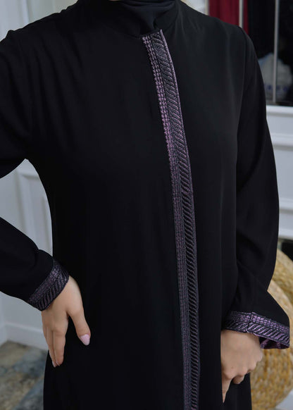 women Rounded Collar  Abaya of Rose Rise fabric 561 - Lila