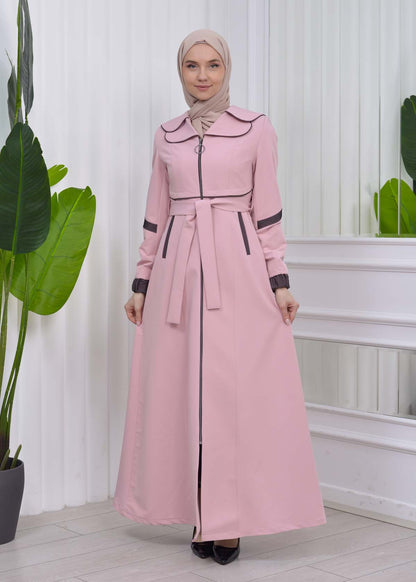 Damen Trenchcoat Frühlings/Sommer Slim Fit mit Gürtel und Kapuze (A-Linie) 1211 - Rosa