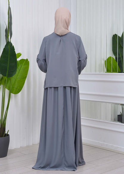 Lace up Sleeve Simple Hijab Dress 831 - Anthrazit