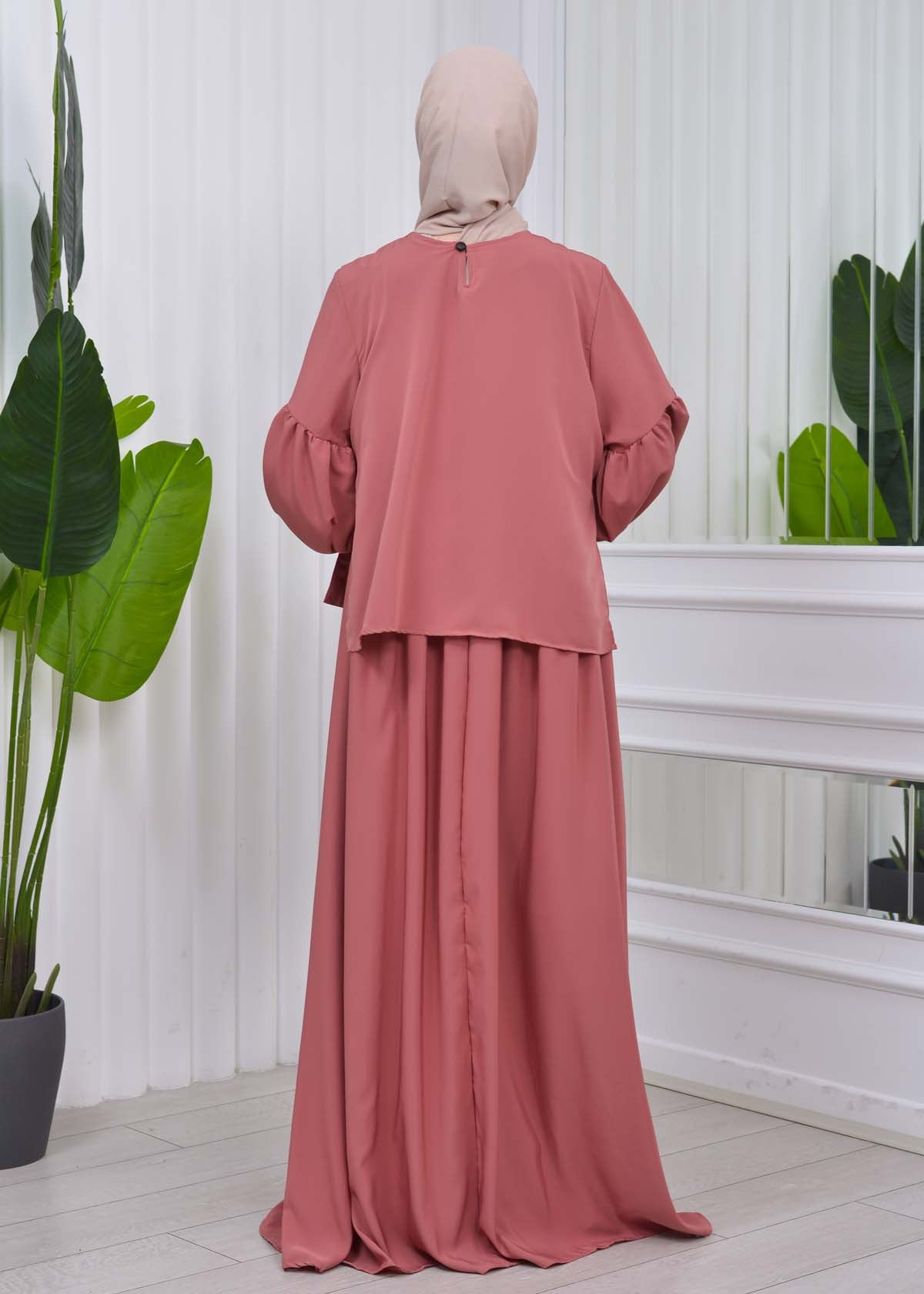 Lace up Sleeve Simple Hijab Dress 831 - Hellrosa