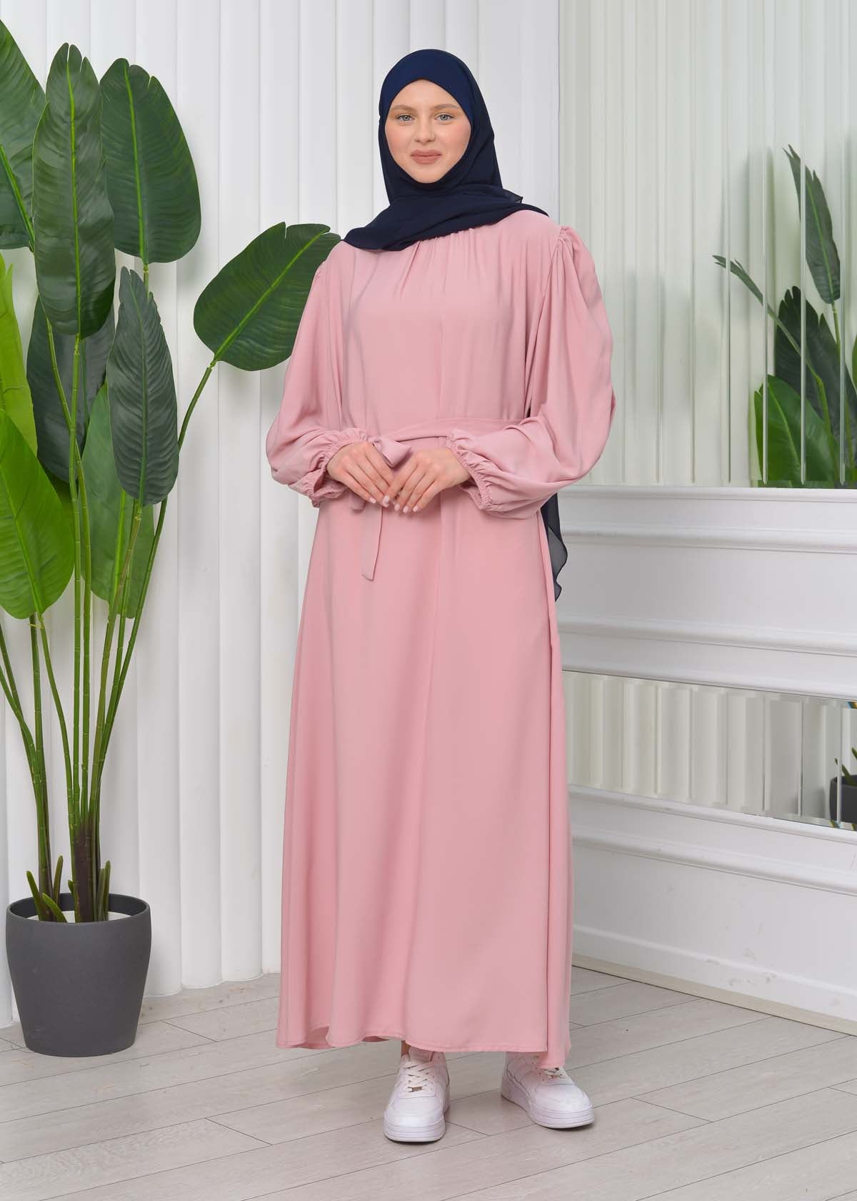 Simple & Long Hijab Dress 827 - Rosa