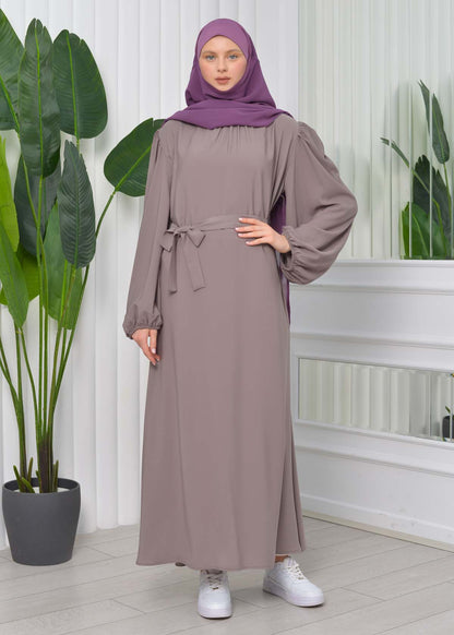 Simple & Long Hijab Dress 827 - Hellbraun