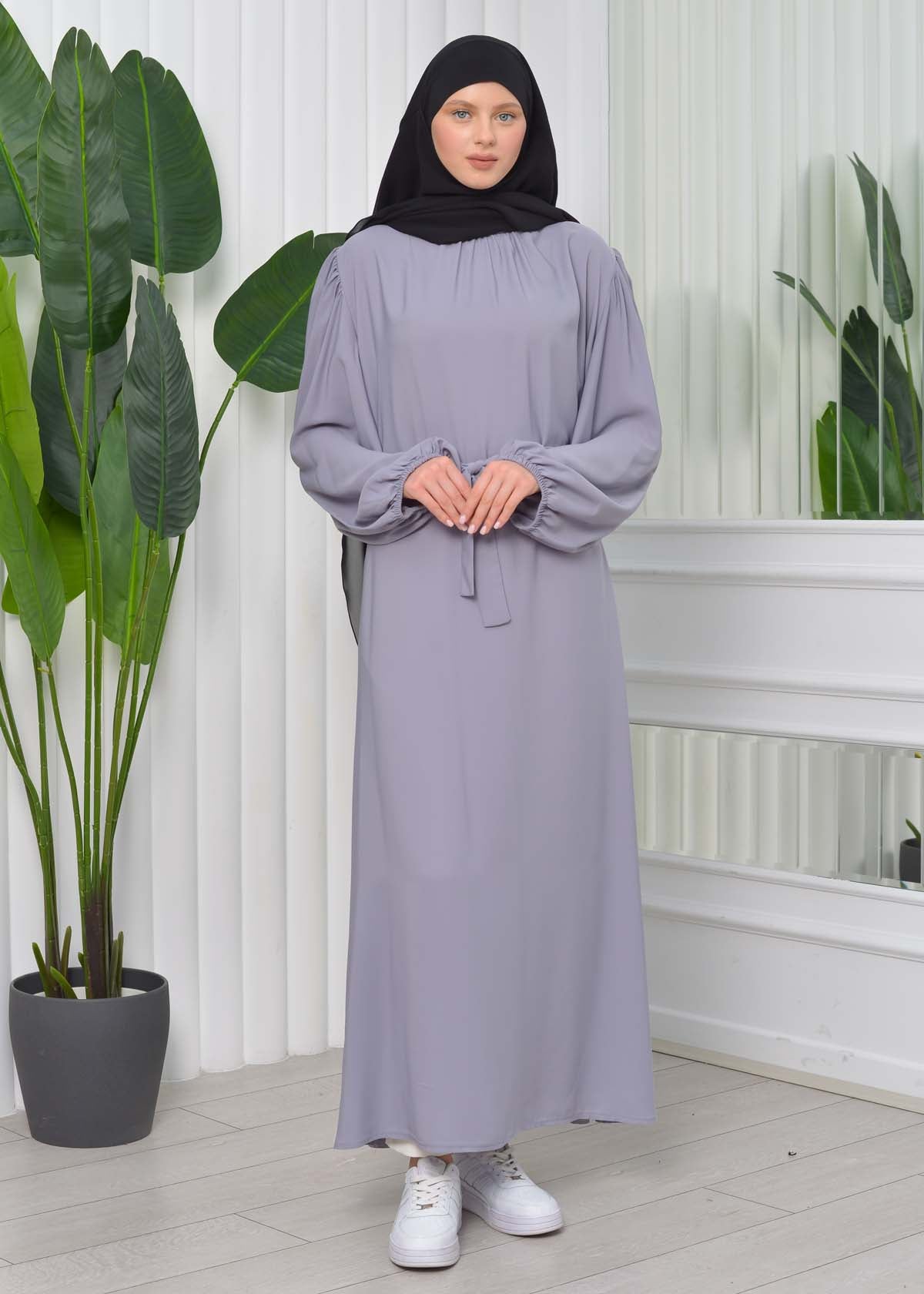 Simple & Long Hijab Dress 827 - Grau