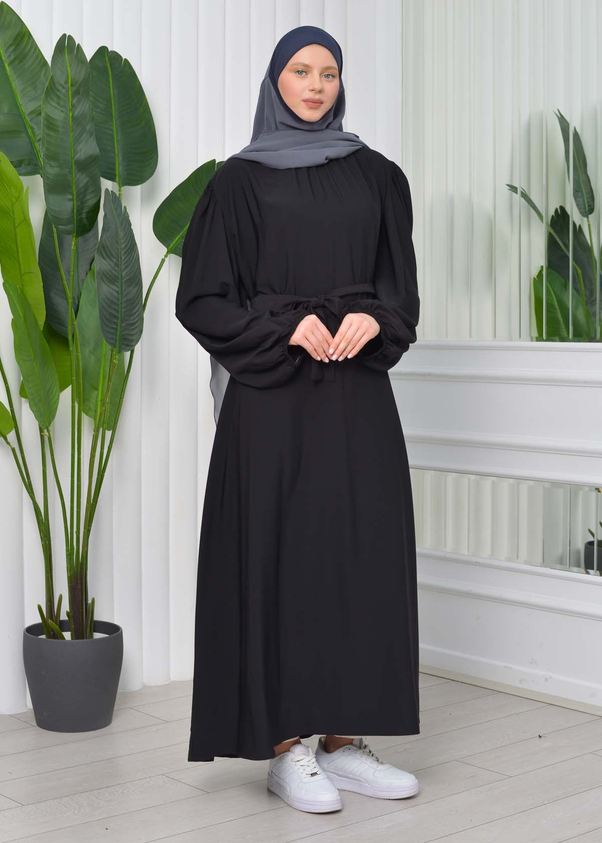 Simple & Long Hijab Dress 827 - Schwarz