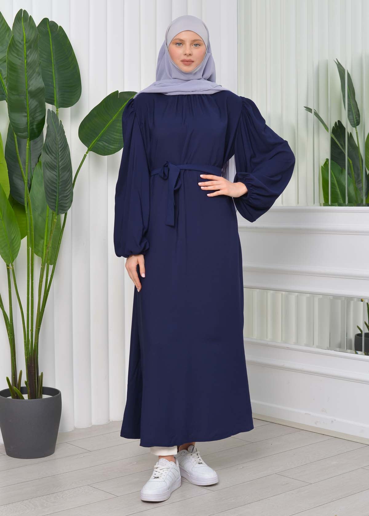 Simple & Long Hijab Dress 827 - Dunkelblau