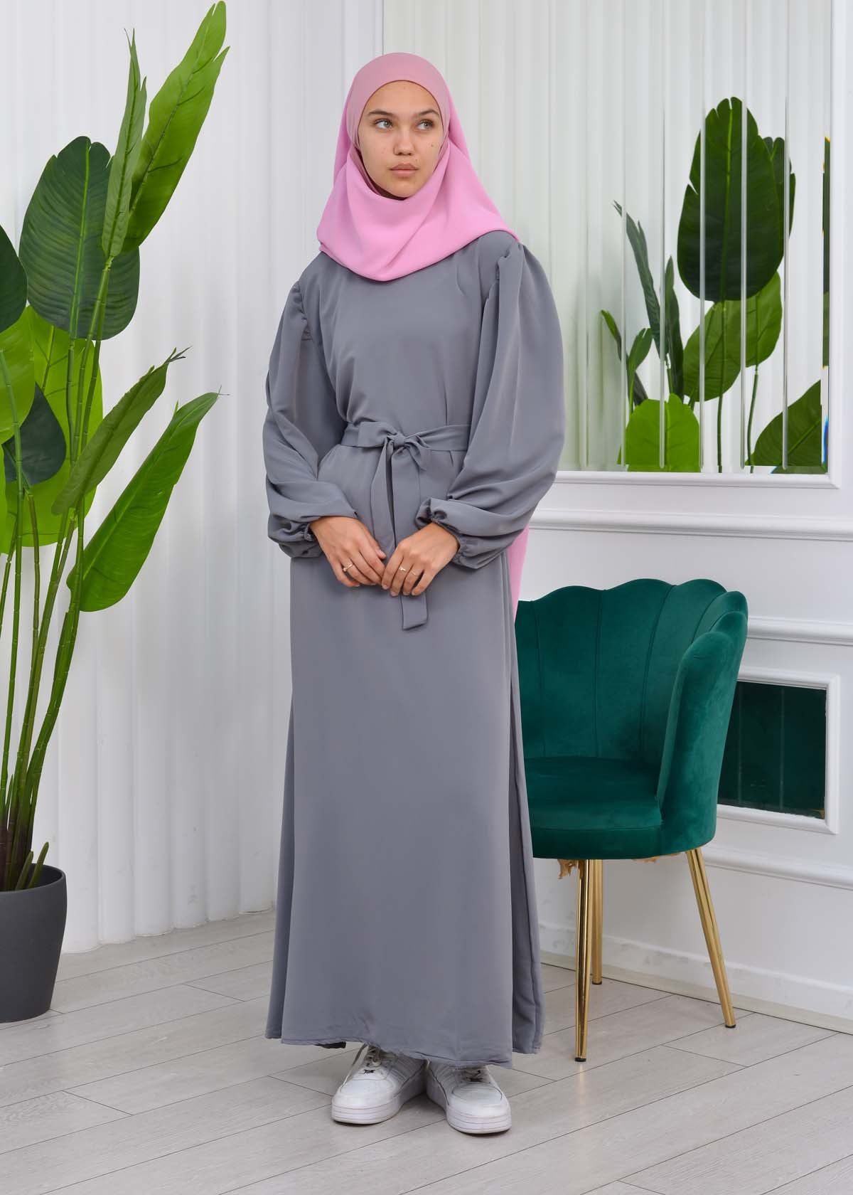 Simple & Long Hijab Dress 827 - Anthrazit
