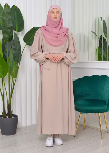 Simple & Long Hijab Dress 827 - Beige