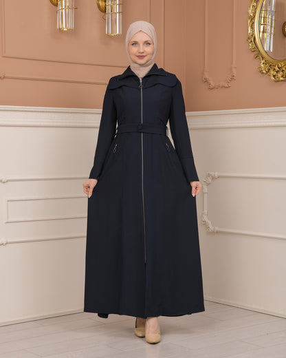 Übergangsmantel aus Clarita-Stoff mit Satinfutter (1224) - Dunkelblau