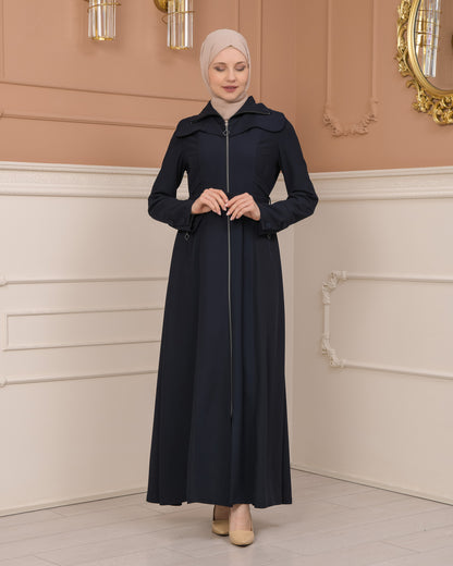 Übergangsmantel aus Clarita-Stoff mit Satinfutter (1224) - Dunkelblau