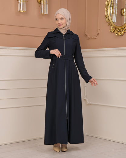 Übergangsmantel aus Clarita-Stoff mit Satinfutter (1224) - Dunkelblau