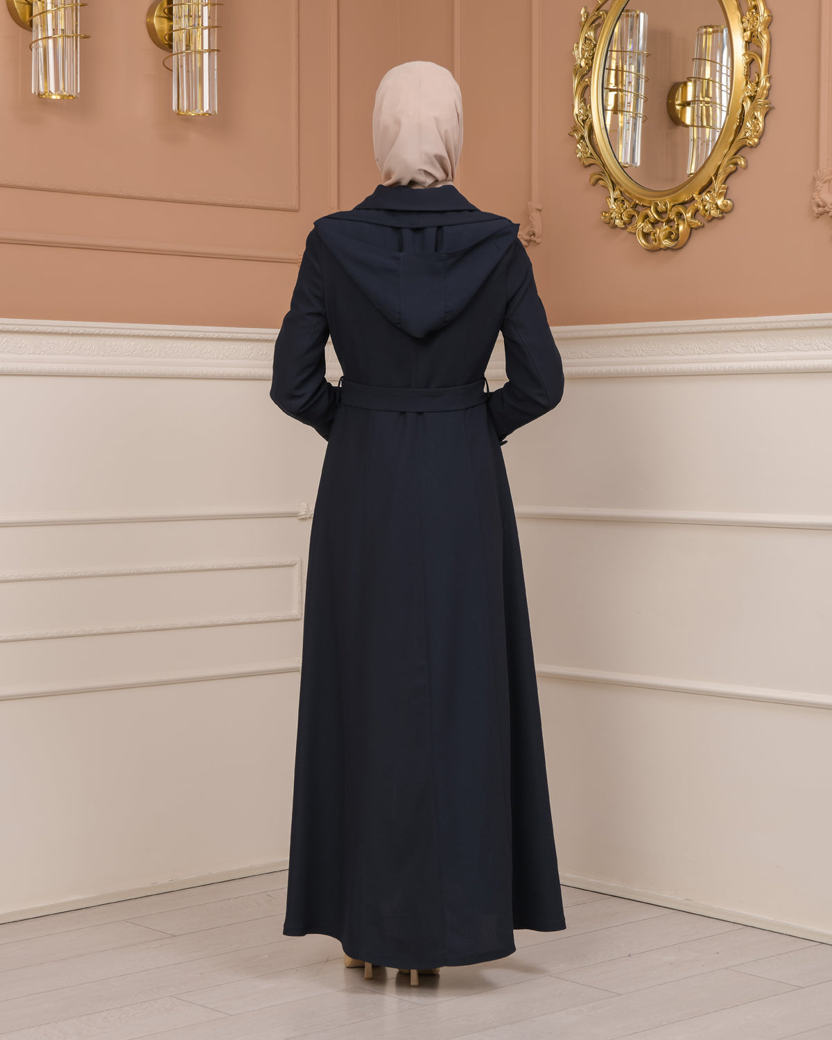 Übergangsmantel aus Clarita-Stoff mit Satinfutter (1224) - Dunkelblau