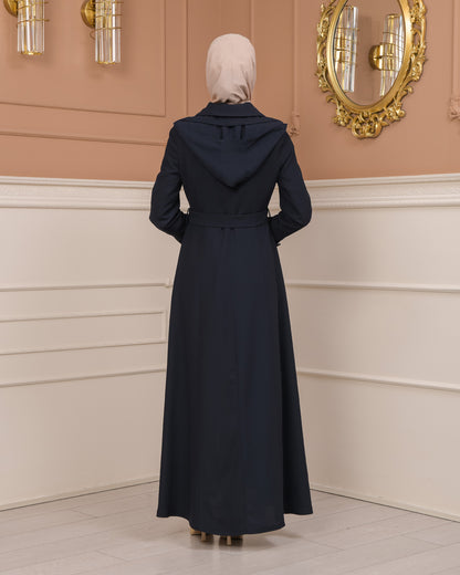 Übergangsmantel aus Clarita-Stoff mit Satinfutter (1224) - Dunkelblau