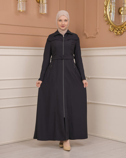 Übergangsmantel aus Clarita-Stoff mit Satinfutter (1224) - Anthrazit