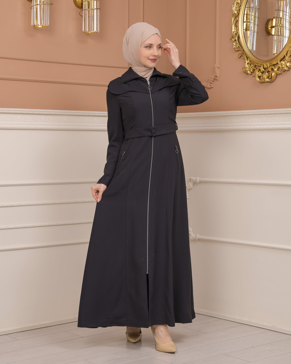 Übergangsmantel aus Clarita-Stoff mit Satinfutter (1224) - Anthrazit