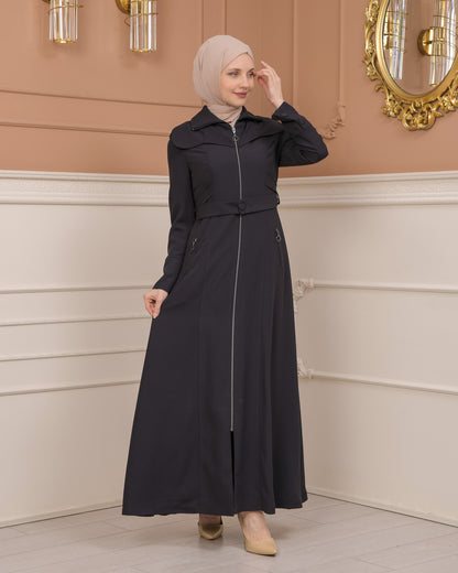 Übergangsmantel aus Clarita-Stoff mit Satinfutter (1224) - Anthrazit