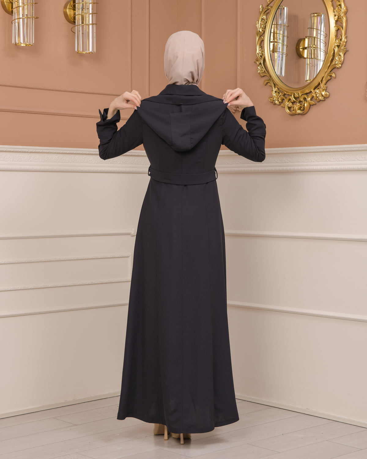 Übergangsmantel aus Clarita-Stoff mit Satinfutter (1224) - Anthrazit