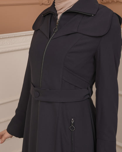 Übergangsmantel aus Clarita-Stoff mit Satinfutter (1224) - Anthrazit