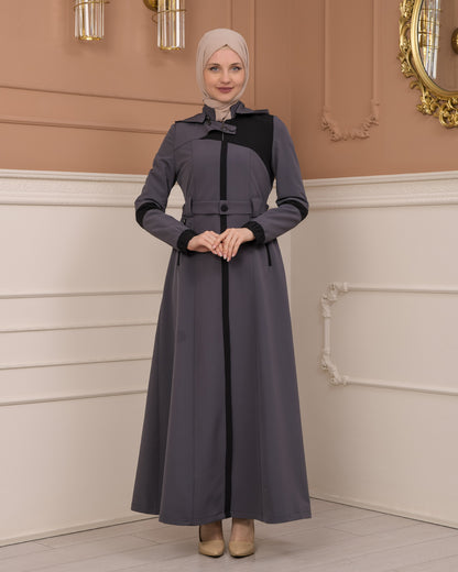 Regenmanto aus Fallschirmstoff mit Satinfutter und abnehmbarer Kapuze 1227 - Anthrazit