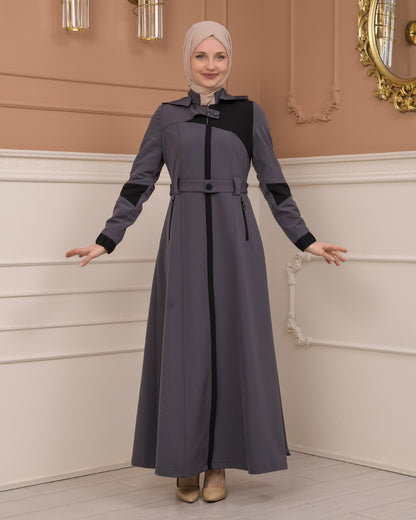 Regenmanto aus Fallschirmstoff mit Satinfutter und abnehmbarer Kapuze 1227 - Anthrazit